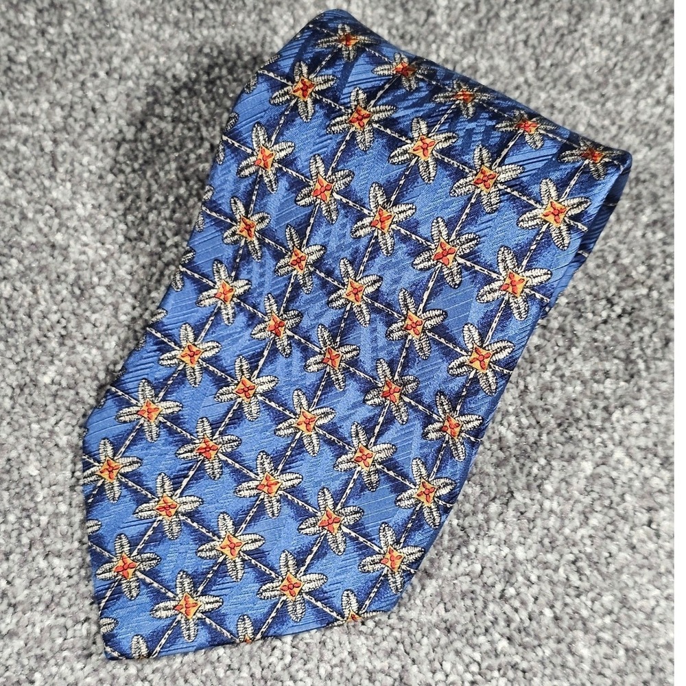 Vintage‎ Robert Talbott Necktie Blue Geometric Floral BestofClass Nordstrom silk